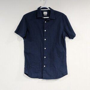 Selected Homme Identity Slim Fit Button Down Shirt Navy Blue Size Small